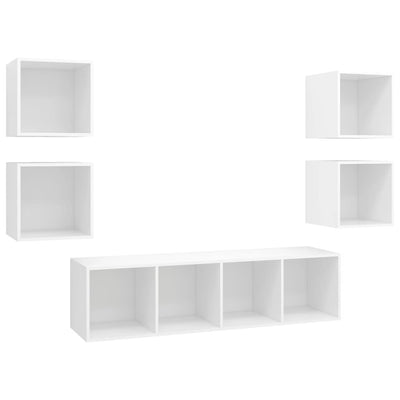 5 Piece TV Cabinet Set White Engineered Wood Payday Deals