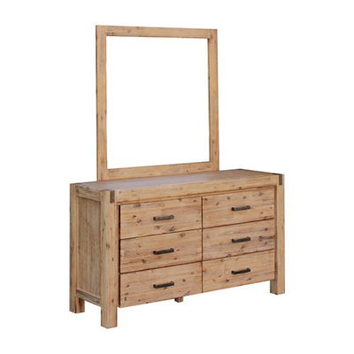 5 Pieces Bedroom Suite in Solid Wood Veneered Acacia Construction Timber Slat King Size Oak Colour Bed, Bedside Table , Tallboy & Dresser Payday Deals
