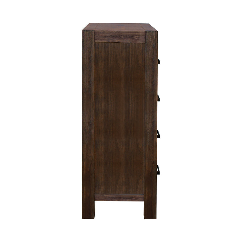 5 Pieces Bedroom Suite in Solid Wood Veneered Acacia Construction Timber Slat Queen Size Chocolate Colour Bed, Bedside Table , Tallboy & Dresser Payday Deals