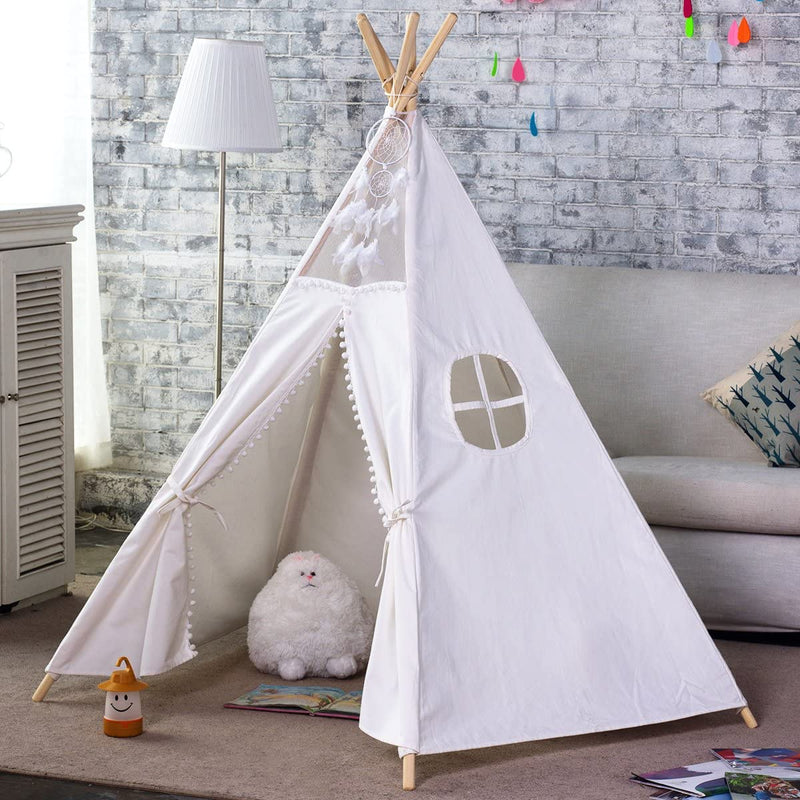 5 Poles Giant Kids Teepee Tent (Natural Canvas) Payday Deals