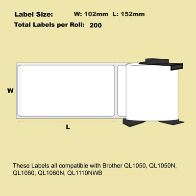 5 Rolls + 1 Roll with Holder Blumax Alternative Large Shipping White Labels for Brother DK-11241 102mm x 152mm 200L Payday Deals