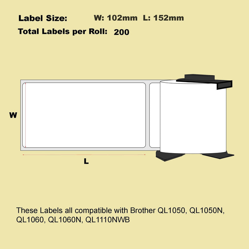 5 Rolls + 1 Roll with Holder Blumax Alternative Large Shipping White Labels for Brother DK-11241 102mm x 152mm 200L Payday Deals