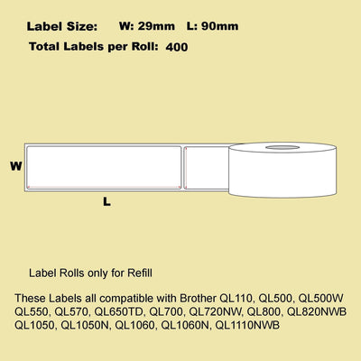 5 Rolls + 1 Roll with Holder Blumax Alternative Standard Address White Labels for Brother DK-11201 29mm x 90mm 400L Payday Deals