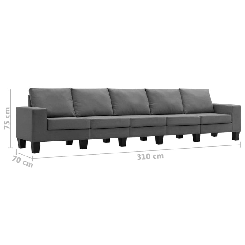 5-Seater Sofa Dark Grey Fabric Payday Deals