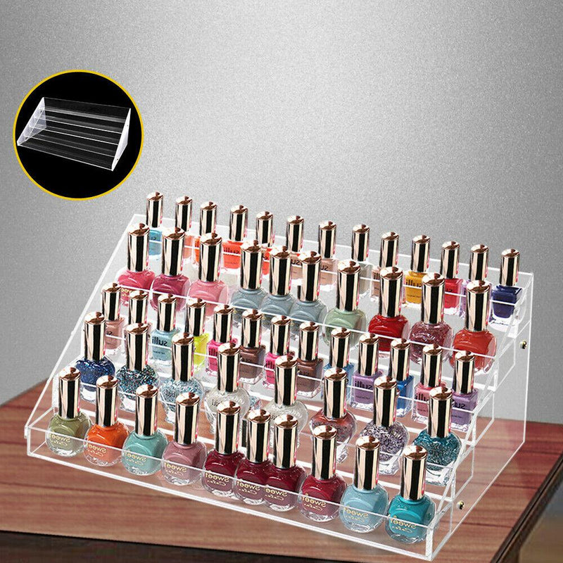 5 Tier Clear Acrylic Nail Polish Varnish Cosmetics Display Stand Rack Organiser