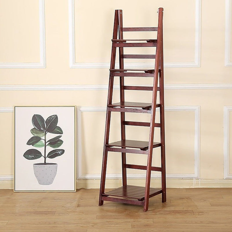 5 Tier Wooden Ladder Shelf Stand Storage Book Shelves Shelving Display Rack Payday Deals
