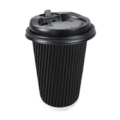 50 Pcs 16oz Disposable Takeaway Coffee Paper Cups Triple Wall Take Away w Lids