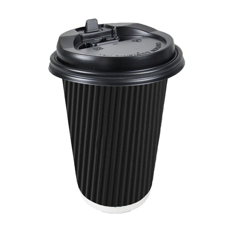 50 Pcs 16oz Disposable Takeaway Coffee Paper Cups Triple Wall Take Away w Lids Payday Deals