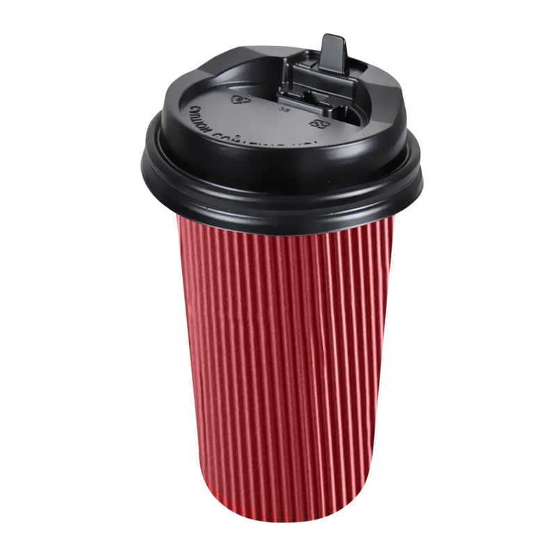 50 Pcs 16oz Disposable Takeaway Coffee Paper Cups Triple Wall Take Away w Lids Payday Deals