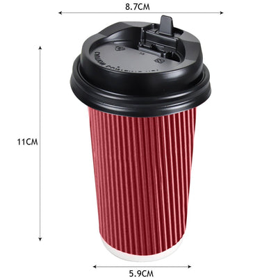 50 Pcs 16oz Disposable Takeaway Coffee Paper Cups Triple Wall Take Away w Lids Payday Deals