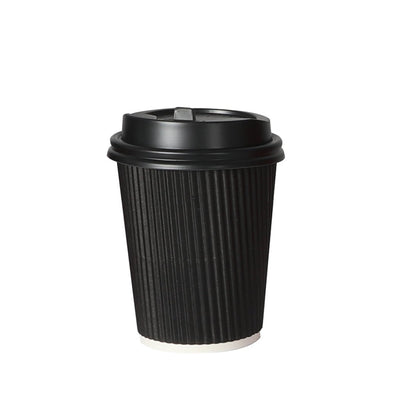 50 Pcs 8oz Disposable Takeaway Coffee Paper Cups Triple Wall Take Away w Lids