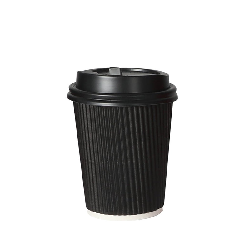 50 Pcs 8oz Disposable Takeaway Coffee Paper Cups Triple Wall Take Away w Lids Payday Deals