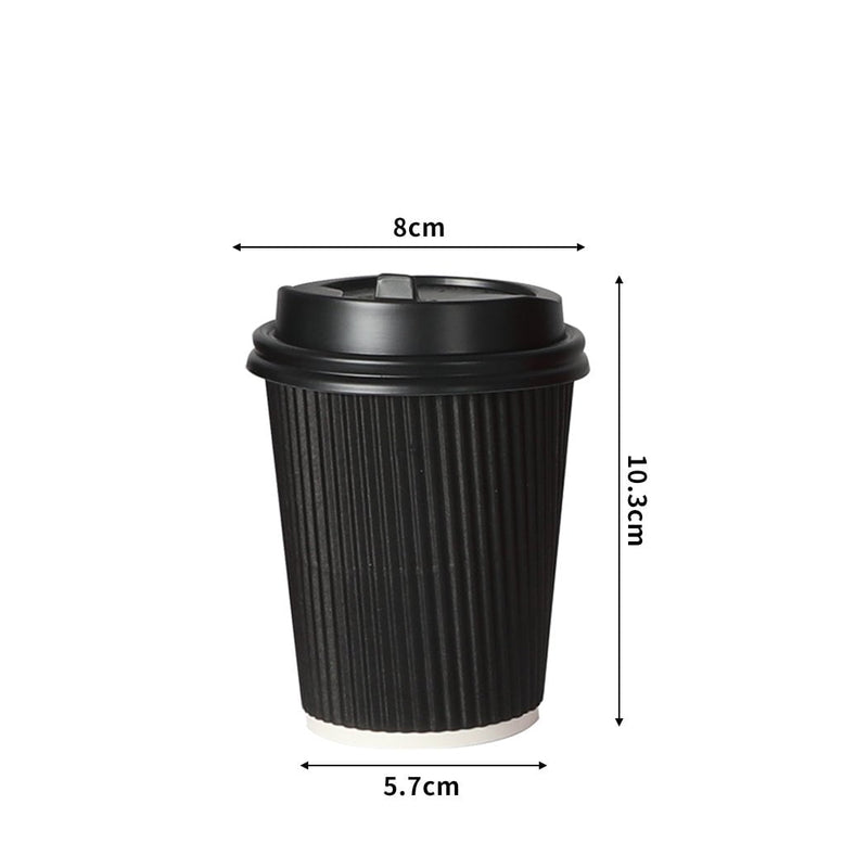 50 Pcs 8oz Disposable Takeaway Coffee Paper Cups Triple Wall Take Away w Lids Payday Deals