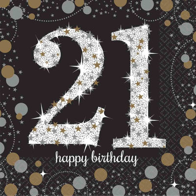 21st Birthday Sparkling Celebrations Beverage Napkins 16 Pack