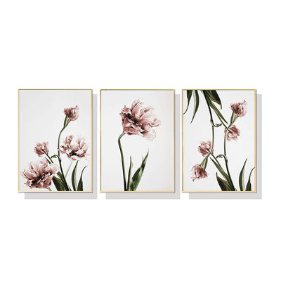 50cmx70cm Tulip Flower 3 Sets Gold Frame Canvas Wall Art Payday Deals