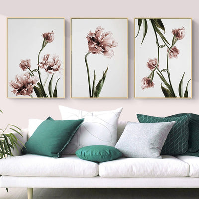 50cmx70cm Tulip Flower 3 Sets Gold Frame Canvas Wall Art Payday Deals