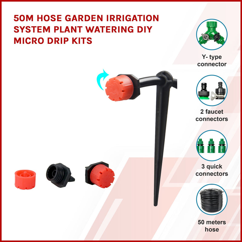 50M Hose Garden Irrigation System Plant Watering DIY Micro Drip Kits Payday Deals