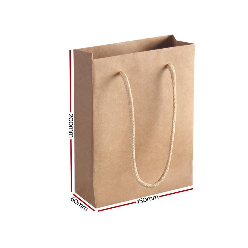50pcs Kraft Paper Carry Bags Shopping Gift Bag Bulk Brown 150 x 200 x 60mm