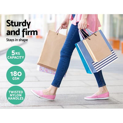 50pcs Kraft Paper Carry Bags Shopping Gift Bag Bulk Brown 150 x 200 x 60mm