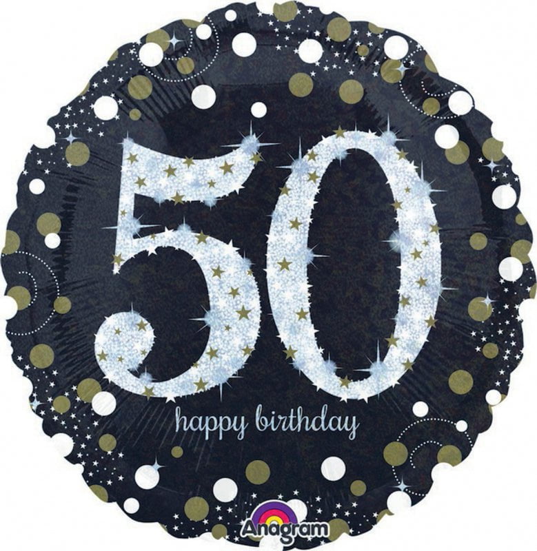 50th Birthday Holographic Sparkling Celebration Foil Balloon Payday Deals