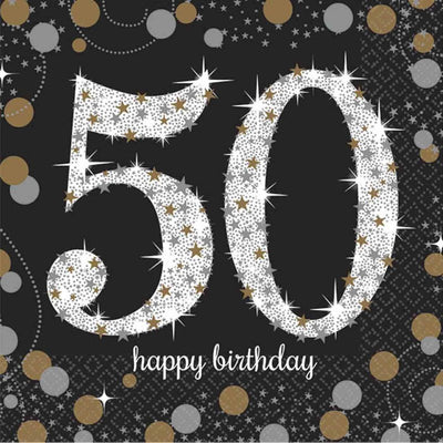 50th Birthday Sparkling Celebration Beverage Napkins 16 Pack