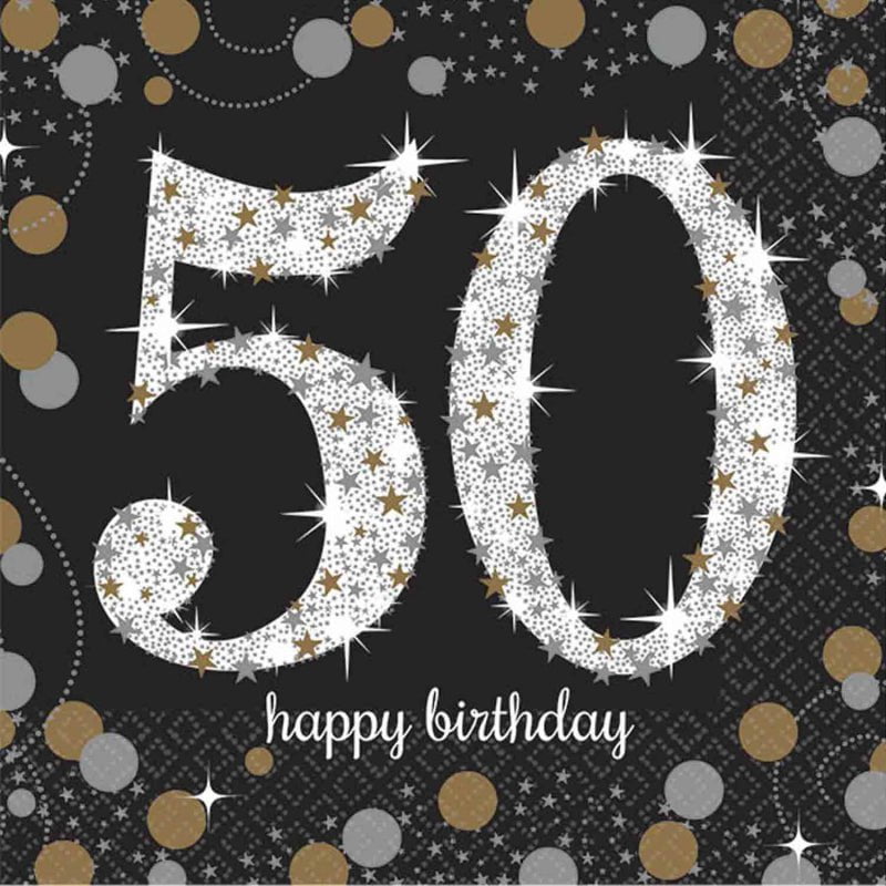 50th Birthday Sparkling Celebration Beverage Napkins 16 Pack Payday Deals