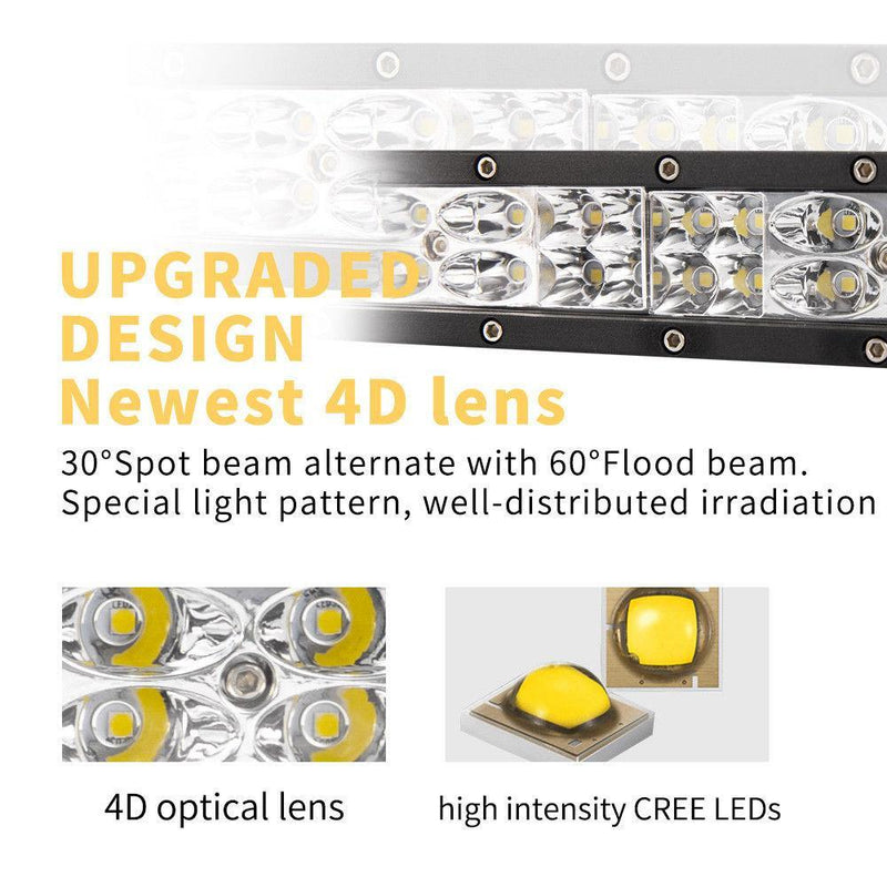 50W 12inch CREE LED Light Bar Flood Driving Work Offroad Reverse
