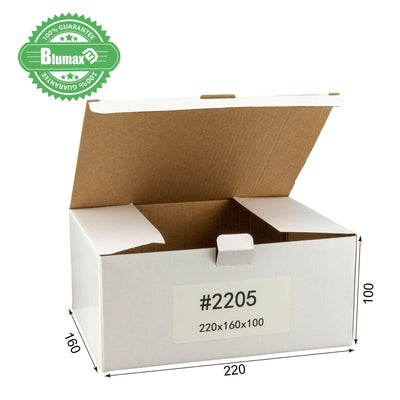 50x 220mm x 160mm x 100mm White Carton Cardboard Shipping Box (#2205)