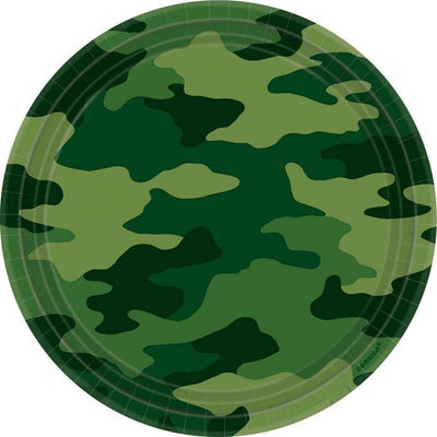 Camouflage Round Dinner Plates 8 Pack