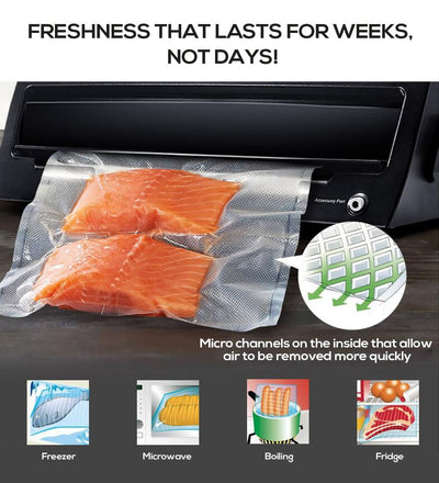 6x Vacuum Food Sealer Bag Bags Foodsaver Storage Saver Seal Commercial Heat Roll - Payday Deals