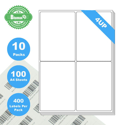 Blumax 1000 Sheets A4 Format 4UP White Labels - Payday Deals