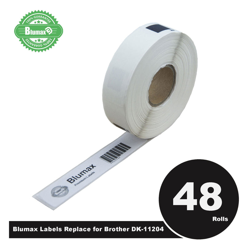 48 Roll Blumax Alternative Multi-Purpose Address White Refill labels for Brother DK-11204 17mm x 54mm 400L - Payday Deals