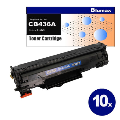 10 Pack Blumax Alternative for HP CB436A(36A) Black Toner Cartridges