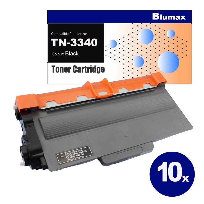 10 Pack Blumax Alternative for Brother TN-3340 Black Toner Cartridges - Payday Deals