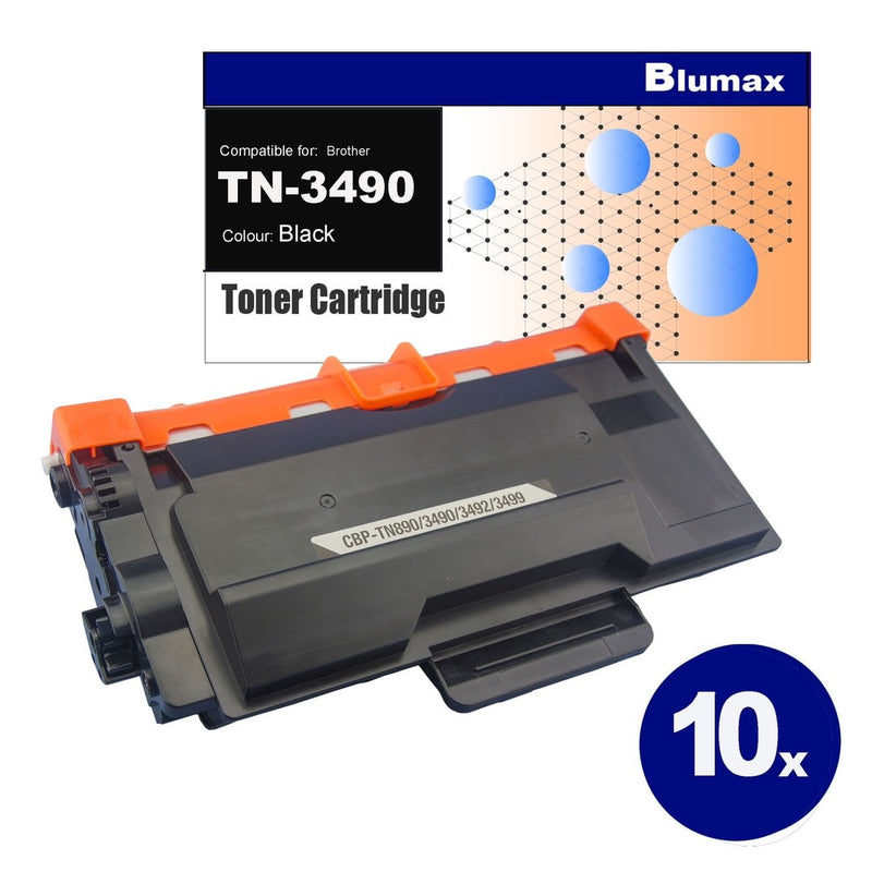 10x Blumax Alternative for Brother TN-3490 Black Toner Cartridges - Payday Deals