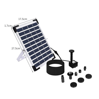 5W 380L/H Solar Powered Fountain Outdoor Fountains Submersible Water Pump Pond Payday Deals