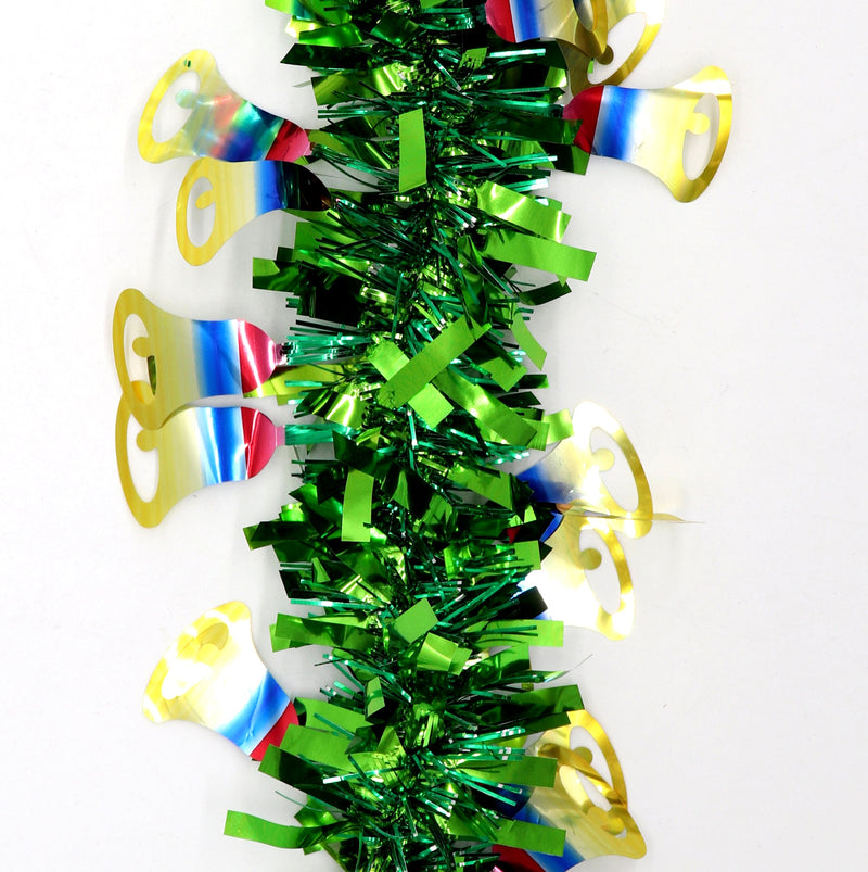 5x 2.5m Christmas Tinsel Xmas Garland Sparkly Snowflake Party Natural Home Décor, Bells (Green) Payday Deals