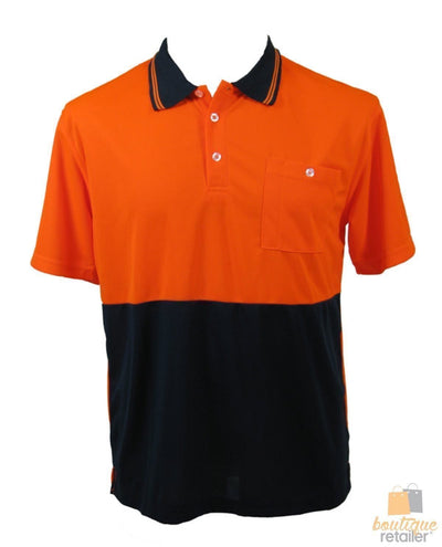 5x HI VIS Polo Shirt Top Tee Safety Workwear Short Sleeve Breathable Mesh BULK Payday Deals