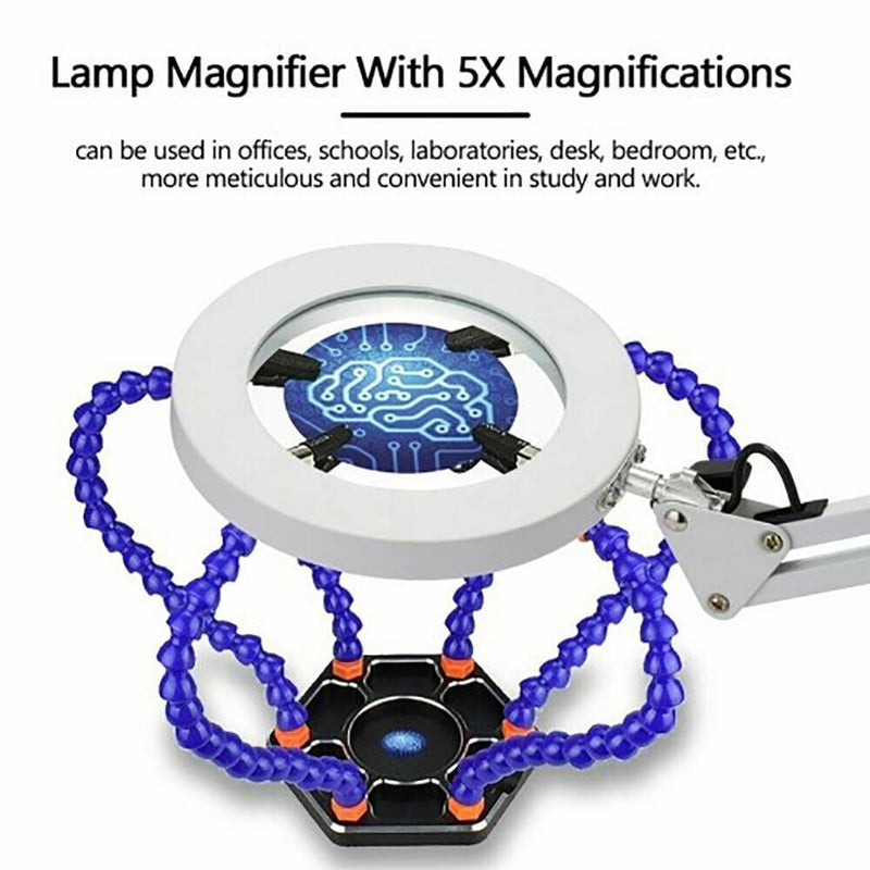 5X Magnifying Lamp Desk Table Glass Salon Tattoo Magnifier Light Clamp Light USB Payday Deals