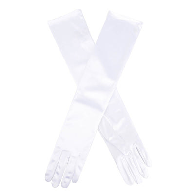 Dents Women's Semi Sheen Satin Elbow Length Evening Gloves - White