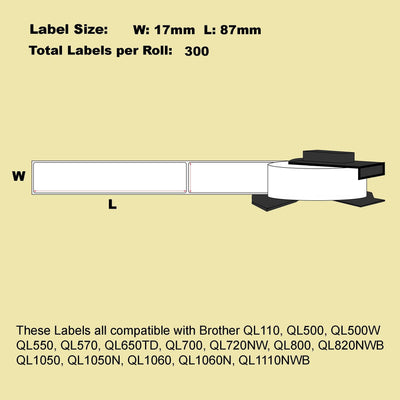 6 Pack Blumax Alternative File Folder White labels for Brother DK-11203 17mm x 87mm 300L Payday Deals