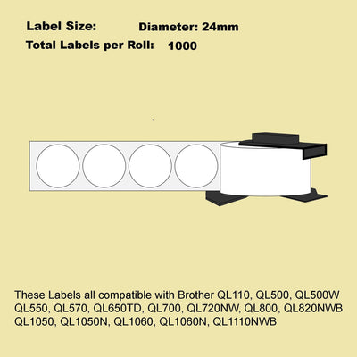 6 Pack Blumax Alternative Round White labels for Brother DK-11218 24mm Diameter Payday Deals