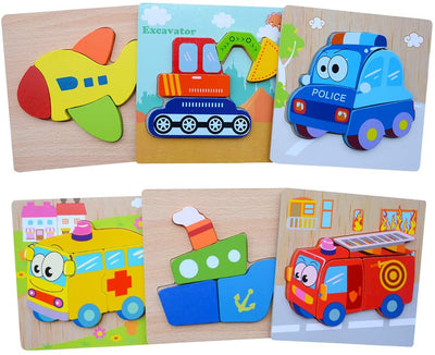 6 Pack Wooden Jigsaw Puzzle for Toddlers Kids 3 to 5 Years Old Educational Preschool Toys Payday Deals