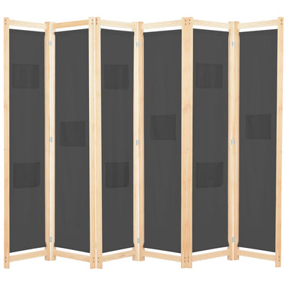 6-Panel Room Divider Grey 240x170x4 cm Fabric Payday Deals