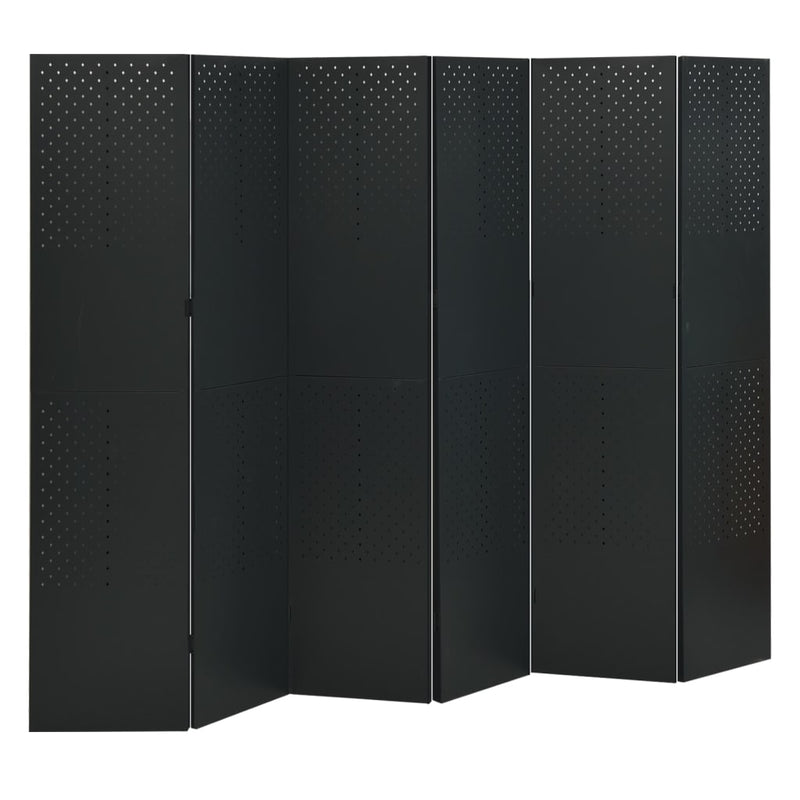 6-Panel Room Dividers 2 pcs Black 240x180 cm Steel Payday Deals