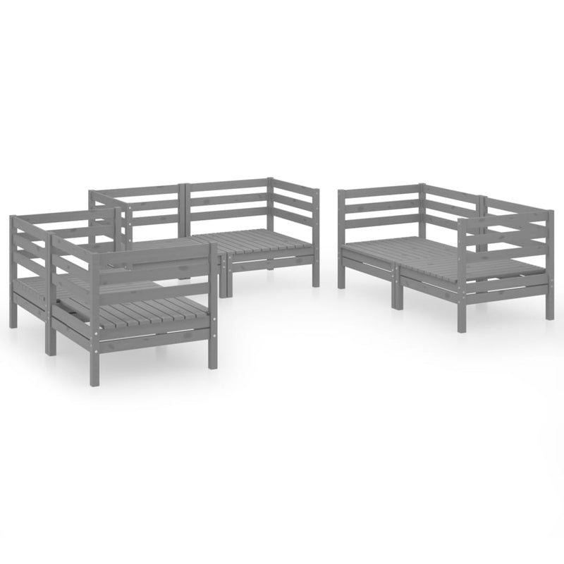 6 Piece Garden Lounge Set Grey Solid Pinewood Payday Deals