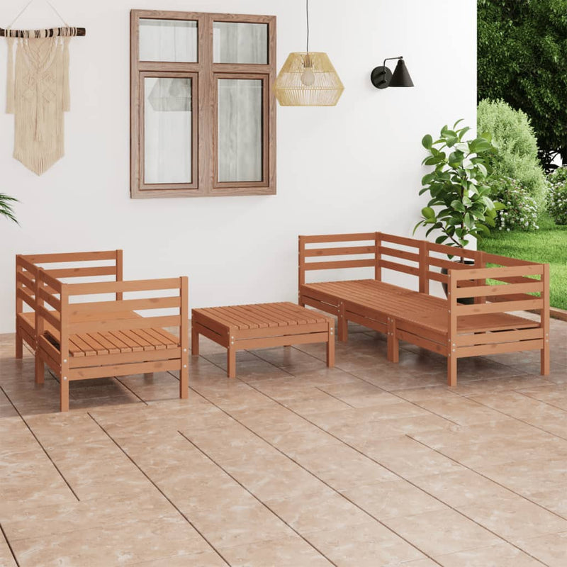 6 Piece Garden Lounge Set Honey Brown Solid Pinewood Payday Deals