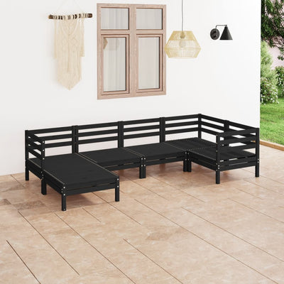 6 Piece Garden Lounge Set Solid Pinewood Black Payday Deals