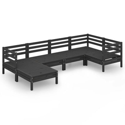 6 Piece Garden Lounge Set Solid Pinewood Black Payday Deals