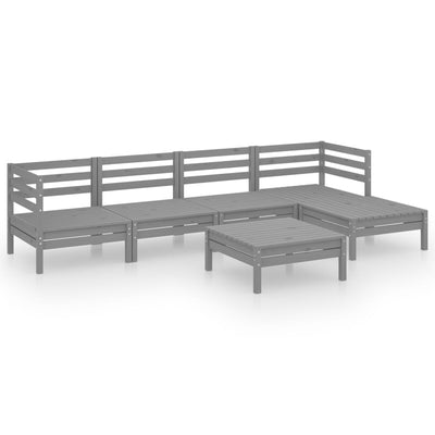 6 Piece Garden Lounge Set Solid Pinewood Grey Payday Deals